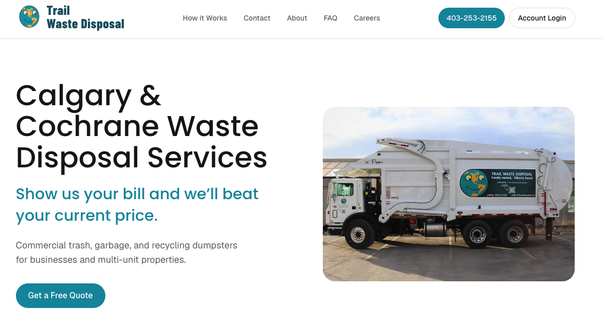 Desktop view of a custom website homepage designed by Sunny Bhandal